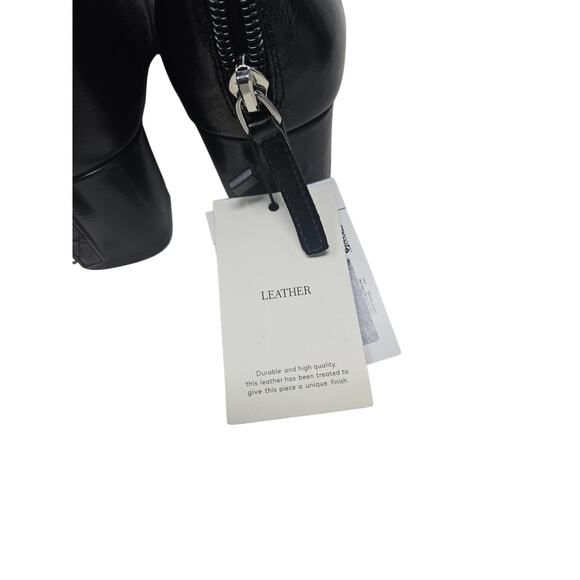 NEW MNG Mango 37 Ankle Boot Patent Leather Minimalist Goth Whimsygoth Zipper - Picture 6 of 7